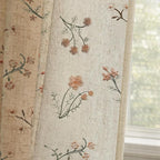 Floral Embroidered Linen Blend Curtains for Bedroom, 84 Inch Light Filtering Spring Farmhouse Vintage Drapes Beige Flower Window Treatments for Living Room Rod Pocket, Set of 2 Panels