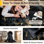 RELEANY Washable 6'x9' Abstract Area Rug for Living Room Black Gold