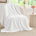 BEDELITE Fleece Throw Blanket for Couch & Bed - 3D Jacquard Decorative White Blanket, Super Soft and Cozy Warm Fuzzy Blanket All Seasons Suitable, 50x60Inches