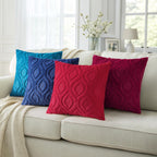 decorUhome Faux Fur Plush Soft Dark Blue Throw Pillow Covers 22x22 Set of 2
