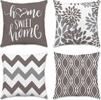 Hexagram Geometric Grey Pillow Covers 20x20 Set of 4, Decorative Outdoor Boho Modern Throw Pillow Covers, Home Sweet Home Farmhouse Cushion Case for Couch Sofa Bedroom Indoor Decor(No Insert)