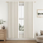 Guken Cream 100% Blackout Linen Curtains 38 Inch Wide by 80 Inch for Living Room Bedroom Back Tab Rod Pocket Thermal Insulated Black Out Drapes Room Darkening Farmhouse Window Curtains