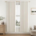Guken 100% Blackout Linen Curtains for Bedroom 80 Inches Long Natural Cream Black Out Curtain Back Tab Thermal Insulated Room Darkening Window Drapes for Living Room 2 Panels Beige Ivory 38x80