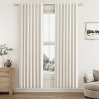 Guken 100% Blackout Linen Curtains for Bedroom 80 Inches Long Natural Cream Black Out Curtain Back Tab Thermal Insulated Room Darkening Window Drapes for Living Room 2 Panels Beige Ivory 38x80
