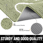 Smiry Dog Door Mat for Muddy Paws, Absorbent Dirt Trapper Non Slip Quick Dry Washable Chenille Mat for Mud Dogs, Entry Rug for Indoor and Outdoor (36x24 Inches, Sage Green and White)