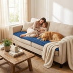 Smiry Couch Cover for Dogs Washable, Non Slip Fuzzy Pet Couch Covers for 3 Cushion Sofa Pet Friendly, Thick Soft Sofa Slipcovers Cushion Protector (Navy Blue, 27.6" x 59")