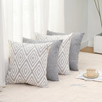 hpuk Decorative Pillow Covers Couch Pillow Covers Throw Pillow Covers for Couch, Sofa, Bed, 17x17 Inch Set of 4 Polyester Farmhouse Pillow Covers, Grey
