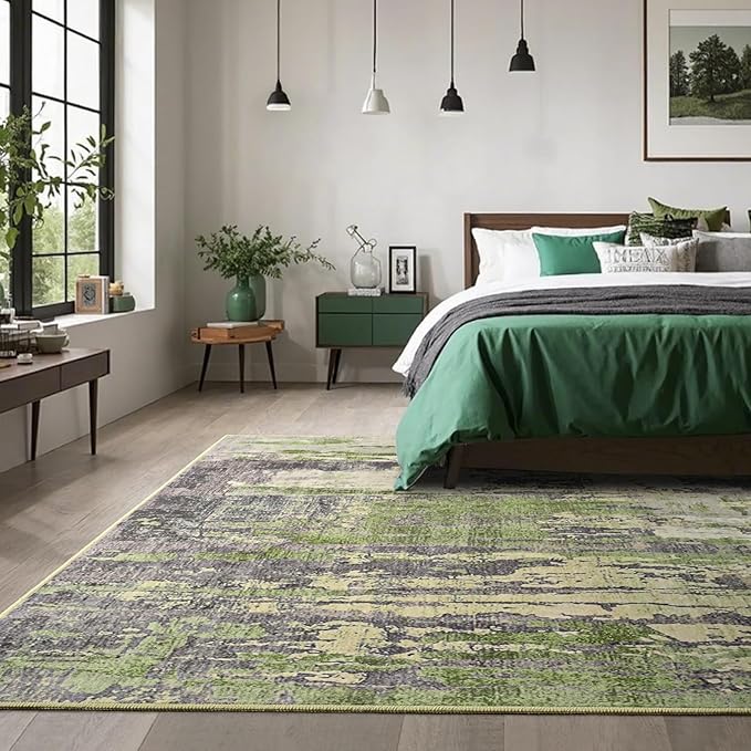 Toneed 4x6 Washable Non Slip Abstract Area Rugs for Bedroom Living Room