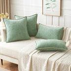 MIULEE Pack of 2 Couch Throw Pillow Covers 20x20 Inch Greyish Green Farmhouse Decorative Pillow Covers with Stitched Edge Soft Chenille Solid Dyed Spring Pillow Covers for Sofa Bed Living Room