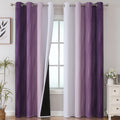 Purple and Greyish White Ombre Blackout Curtains for Bedroom 102 Inch Long