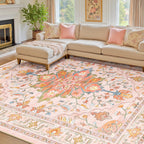 RELEANY Washable Area Rug, 8'x10', Pink/Light Pink/Colorful