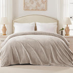 Exclusivo Mezcla Fleece Bed Blanket King Size, Super Soft and Warm Blankets for Couch, Sofa and Bed Waffle Textured, Cozy, Fuzzy and Lightweight (Tan, 90x104 Inches)