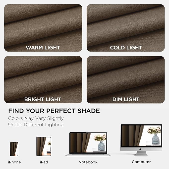Joydeco Blackout Curtains 90 Inches Long 1 Panel, Thermal Insulated Long Curtains& Drapes 1 Piece, Room Darkening Grommet Drapes for Living Room Bedroom Window (W70 x L90 Inch, Khaki)