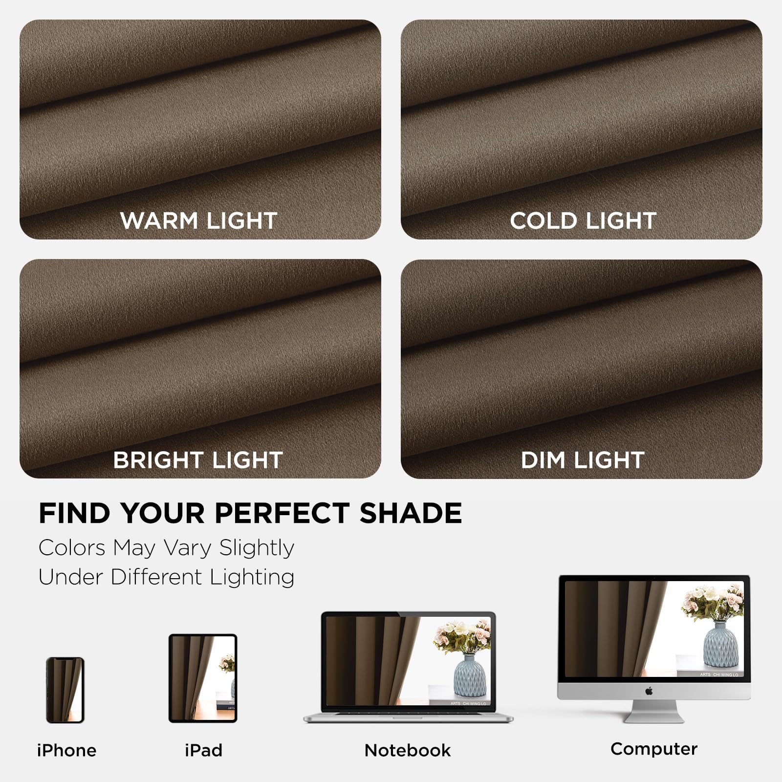 Joydeco Blackout Curtains 45 Inch Length 2 Panels Set, Thermal Insulated Long Curtains& Drapes 2 Burg, Room Darkening Grommet Drapes for Living Room Bedroom Window (W52 x L45 Inch, Khaki)