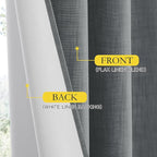 NICETOWN 100% Absolutely Blackout Linen Curtains with Thermal Insulated White Liner, 52" Wide, 2 Panels, 84 inches Long Drapes, Grommet Retro Dove Grey Linen Vertical Drapes Privacy for Bedroom