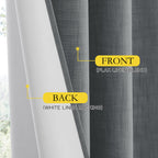 NICETOWN 100% Absolutely Blackout Linen Curtains with Thermal Insulated White Liner, Dove Grey, W52, 2 Pieces, Noise Reducing Textured Linen Look Curtains for Windows 120 inch Length for Classroom