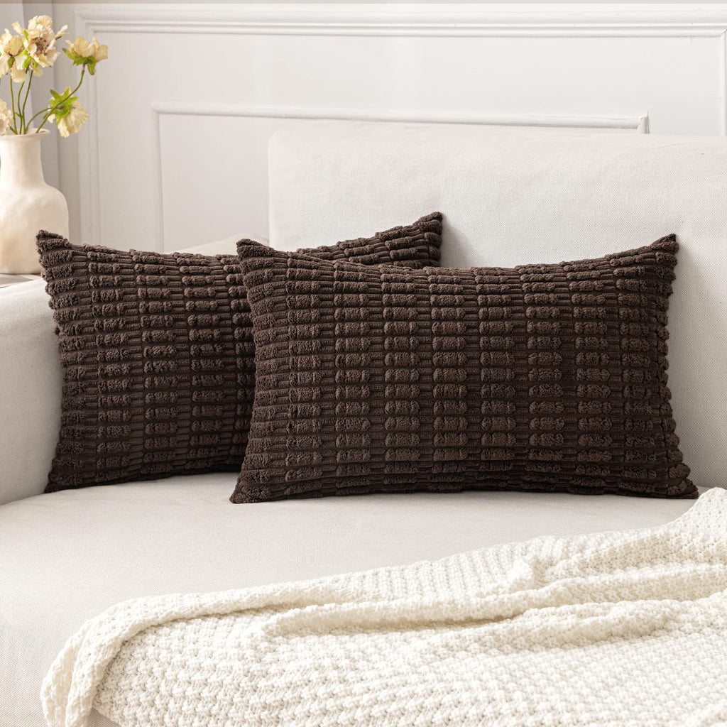 MIULEE Corduroy Decorative Throw Pillow Covers 20x20 Crimson Pack of 2