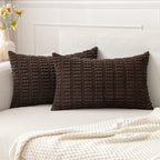 MIULEE Corduroy Decorative Throw Pillow Covers 20x20 Crimson Pack of 2