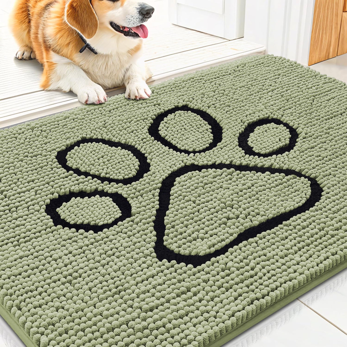 Smiry Dog Door Mat for Muddy Paws, Absorbent Non Slip Dirt Trapper, 30x20