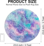 Tie Dye Rainbow Round Rugs Small 2x2 ft Fluffy Circle Rug Furry Carpet Shaggy Circular Fuzzy Plush Area Rug for Girls Bedroom Kids Room Nursery Cute Room Decor Chair Cushion Pet mat Doormat