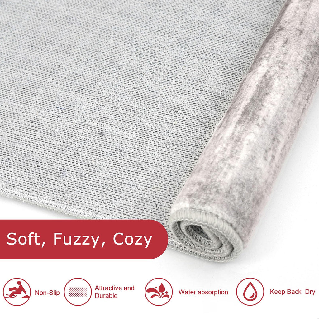 KOZYFLY 3x8 Ft Rug Modern Ombre Runner Rug for Hallway, Washable Kitchen Rugs Non-Slip Soft Striped Entryway Rug, Print Grey/Light Beige/Brown Abstract Carpet for Laundry Nursery