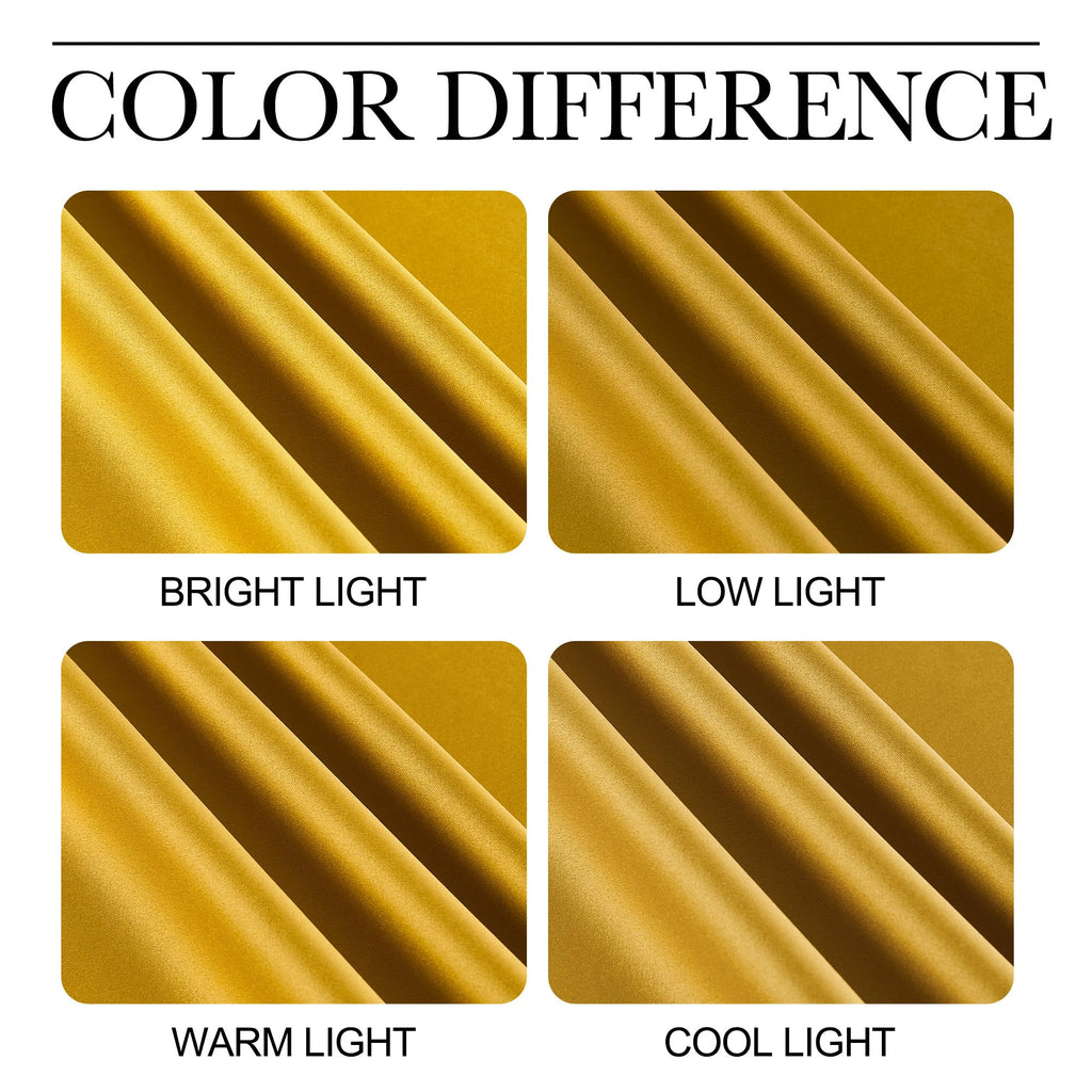NICETOWN Gold Blackout Cafe Faux Silk Curtains for Small Windows, 42" Wide by 36" Long, 2 Panels, Rod Pocket Privacy Blackout Satin Drapes for Home Decoration