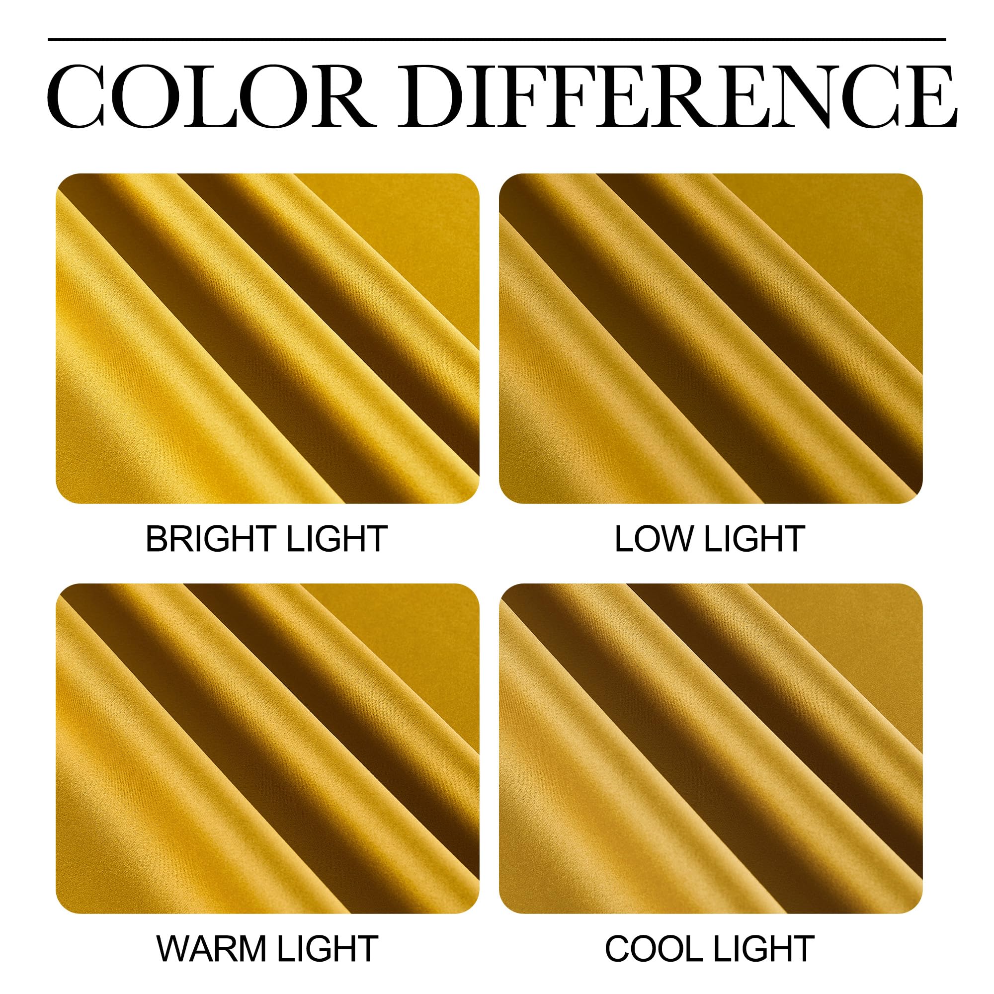 NICETOWN Gold Blackout Cafe Faux Silk Curtains for Small Windows, 42" Wide by 63" Long, 2 Panels, Grommet Privacy Blackout Satin Drapes for Home Decoration