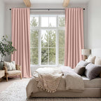 MIULEE 100% Blackout Linen Curtains for Bedroom, Blush Pink Solid Luxury Decor Thermal Insulation Room Darkening Drapes for Living Room Nursery Back Tab Rod Pocket 42 x 90 Inches, 2 Panels