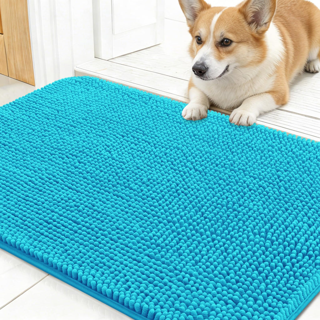 OLANLY Dog Door Mat for Muddy Paws 30x17, Super Absorbent Chenille Mud Mat