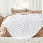 Bedsure GentleSoft White California King Size Blanket for Couch - Cozy Soft Blankets for Women, Cute Small Fleece Throws for Girls, Birthday Gifts for Women, Bright White, 102x96 Inches