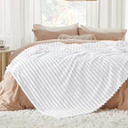 Bedsure Soft Cal King Size Blanket for Bed Bright White 102"x96"