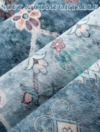 SERISSA Boho Washable Runner Rug, 2x5 Rug Non-Slip Vintage Blue Hallway Kitchen Runner Rug Ultra Soft Print Distressed Floor Carpet for Bedroom Bathroom Laundry Living Room