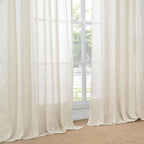 BGment Extra Long Beige Linen Curtains 96 Inch Length for Living Room - Light Filtering Window Treatments with Rod Pocket for Farmhouse Bedroom, 2 Panels, Each Panel 52 Inch Wide