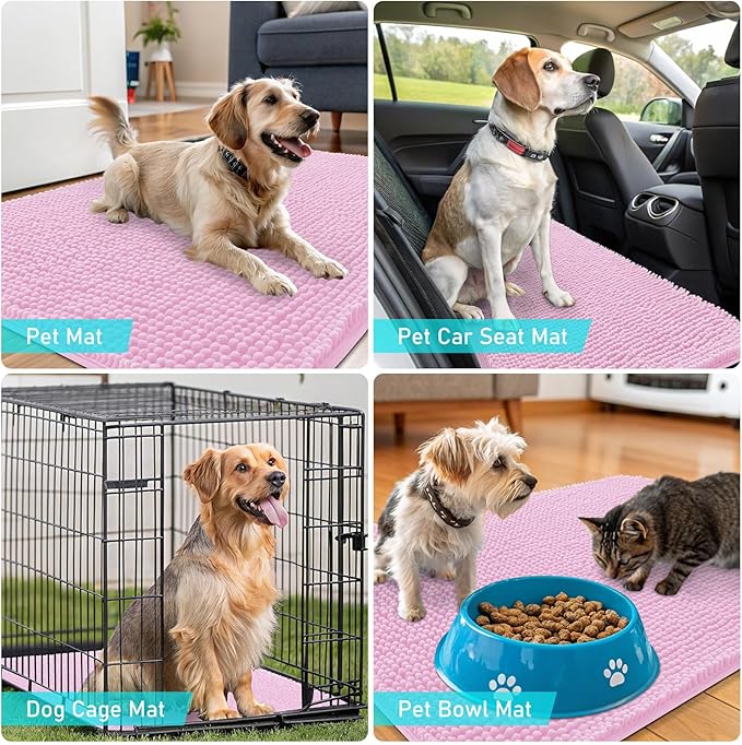 OLANLY Dog Door Mat for Muddy Paws 54x32, Super Absorbent Chenille Mud Mat