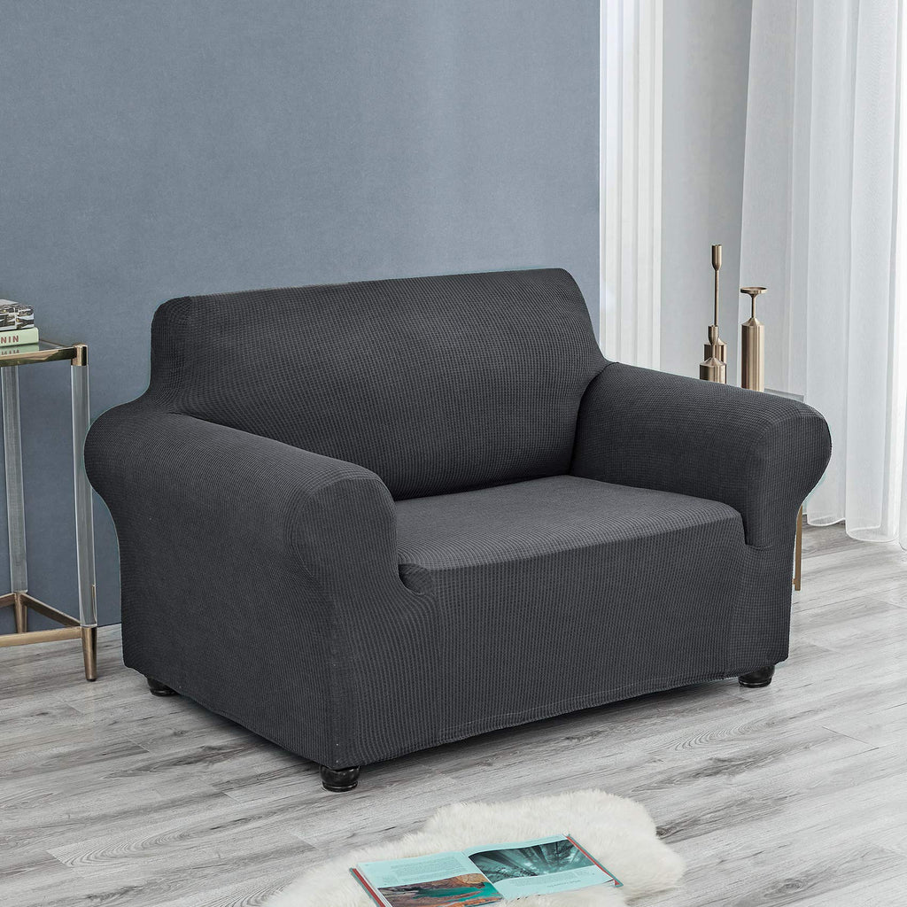 Joccun Stretch Chair Couch Cover,1-Piece Sofa Slipcover Spandex Jacquard Fabric Sofa Covers with Elastic Bottom,Washable Furniture Protector for Dogs,Cats,Kids(Armchair,Charcoal)