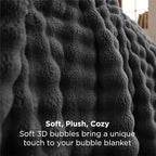 Bedsure 3D Fleece Bubble Blanket for Couch - GentleSoft Grey Throw Blanket for Sofa Bed Room Decor - Luxury Soft Cozy Gifts for Kids, Lightweight, All Seasons, Dark Grey, 50"×60"