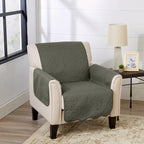 Great Bay Home Reversible Chair Cover - Washable Slipcover Furniture Protector with Elastic Straps - Perfect for Kids & Pets - Quilted & Stitched Detail (Sage Green/Light Gray)