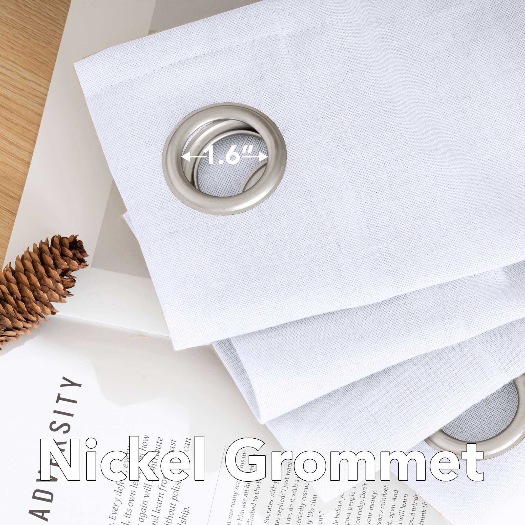 H.VERSAILTEX Living Room Linen Curtains Home Decorative Grommet Curtains Privacy Added Energy Saving Light Filtering Window Treatments Draperies for Bedroom, Bright White, 2 Panels, 52 x 72 - Inch