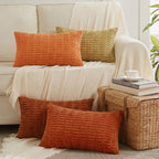 Fancy Homi 4 Packs Decorative Throw Pillow Covers for Living Room Couch Bed, Modern Farmhouse Boho Home Décor Accent Cushion Case, 24" x 12", Burnt Orange Series