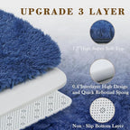 junhejiamei Fluffy Rug Shag Area Rug,Royal Blue 3x5 Area Rugs for Bedroom