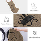 Smiry Dog Door Mat for Muddy Paws, Absorbent Dirt Trapper Non Slip Quick Dry Washable Chenille Mat for Mud Dogs, Entry Rug for Indoor and Outdoor (59x35 Inches, Camel and Black)