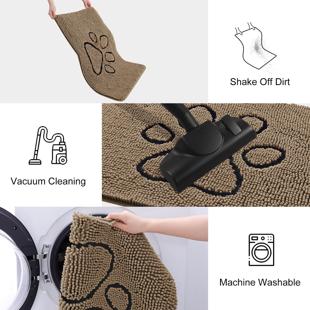 Smiry Dog Door Mat for Muddy Paws, Absorbent Non Slip Dirt Trapper, 47x32