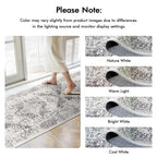 EISUROM 4x8 Washable Hallway Runner Rug: Vintage Wide Low Pile Rugs Gray
