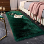 EasyJoy Ultra Soft Fluffy Rugs Faux Fur Rug Chair Cover Seat Pad Fuzzy Area Rug (2x6 ft Rectangle, Dark Green)