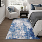 RELEANY Washable 3'x5' Abstract Area Rug for Living Room Blue Gray