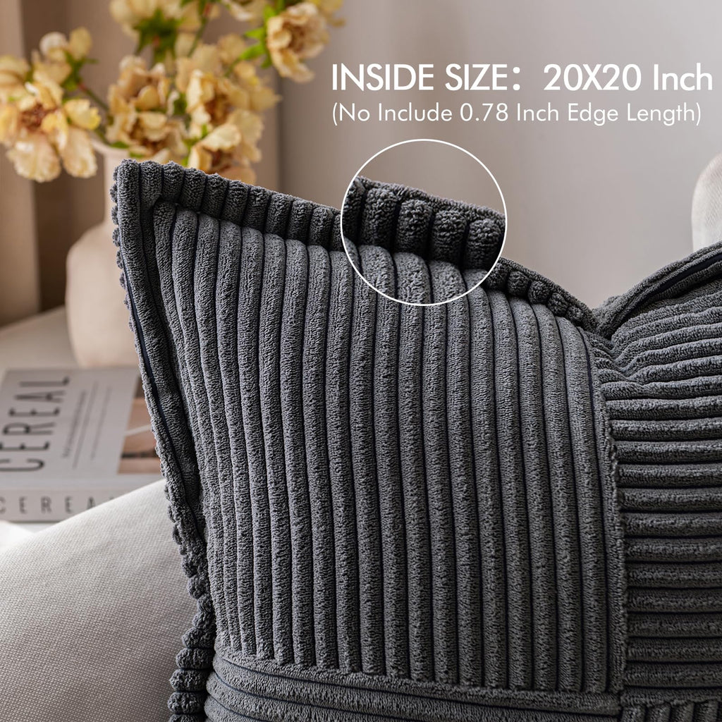 MIULEE Decorative Throw Pillow Covers for Couch 20x20 Inch Dark Grey 2 Pack