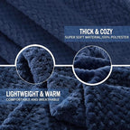 Exclusivo Mezcla Fleece Throw Blanket Extra Large, Super Soft and Warm Blankets for Couch, Sofa and Bed Waffle Textured, Cozy, Fuzzy and Lightweight (Navy Blue, 50x70 Inches)