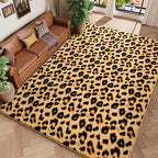 Amearea Soft Leopard Rugs for Bedroom Living Room, 6x9 Modern Cheetah Print Thickened Memory Foam Rug, Fluffy Indoor Washable Animal Rugs Carpet for Kids Boys Girls Dorm Nursery Room Decor, Khaki
