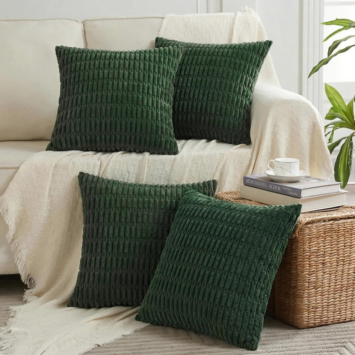 Fancy Homi 4 Packs Decorative Throw Pillow Covers for Living Room Couch Bed, Modern Farmhouse Boho Home Décor Accent Cushion Case, 26" x 26", Neutral