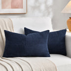 Fancy Homi 2 Packs Tan Decorative Throw Pillow Covers 18x18 Inch for Living Room Couch Bed, Rustic Farmhouse Boho Home Decor, Soft Corss Corduroy Patchwork Textured Square Beige Cushion Case 45x45 cm